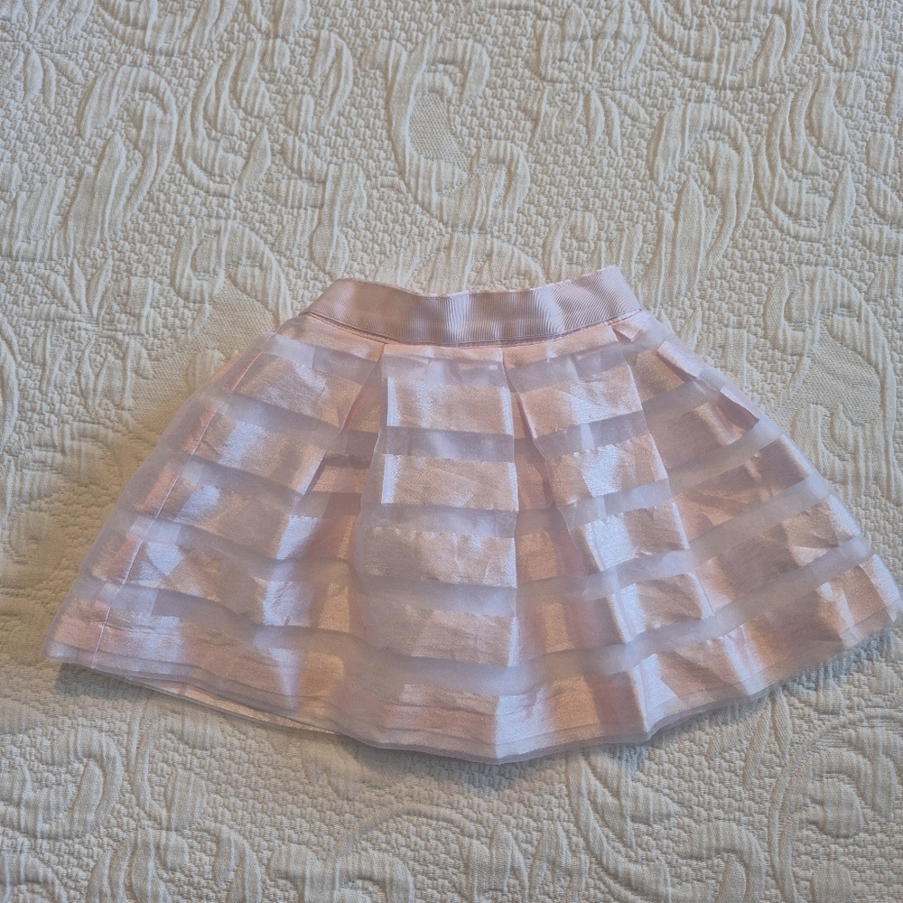 Janie and Jack girls size 6-12 months pink striped skirt with tulle EUC